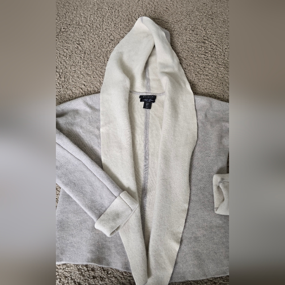 Tahari Cashmere Cream and Gray Open Front Cardigan Sz. Small - Picture 11 of 11